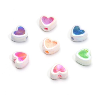 8 χιλιοστά 50 τμχ Gradient Shiny Beads Charms Love Heart Ακρυλικές χάντρες Για να φτιάξετε βραχιόλια Spacer Beads For Jewelry Making Diy Accessories