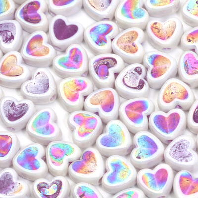 8 mm-es 50db Gradiens fényes gyöngyök Charms Love Heart akril gyöngyök karkötők készítéséhez Távtartó gyöngyök ékszerekhez Barkácsolás kiegészítők