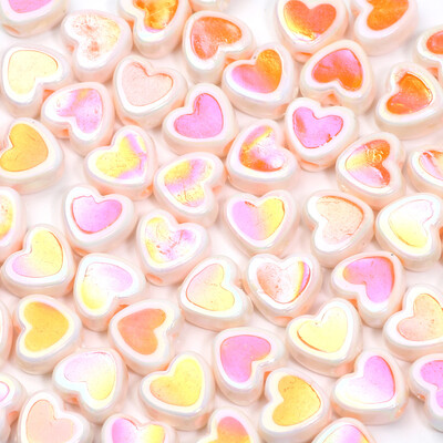 8 mm-es 50db Gradiens fényes gyöngyök Charms Love Heart akril gyöngyök karkötők készítéséhez Távtartó gyöngyök ékszerekhez Barkácsolás kiegészítők