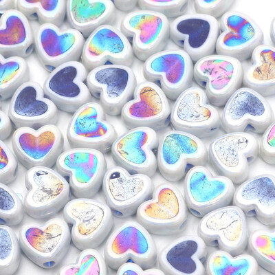 8 mm-es 50db Gradiens fényes gyöngyök Charms Love Heart akril gyöngyök karkötők készítéséhez Távtartó gyöngyök ékszerekhez Barkácsolás kiegészítők