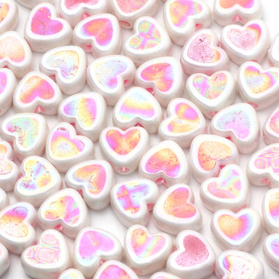 8 mm-es 50db Gradiens fényes gyöngyök Charms Love Heart akril gyöngyök karkötők készítéséhez Távtartó gyöngyök ékszerekhez Barkácsolás kiegészítők