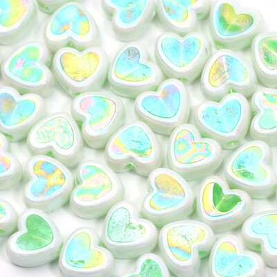 8 mm-es 50db Gradiens fényes gyöngyök Charms Love Heart akril gyöngyök karkötők készítéséhez Távtartó gyöngyök ékszerekhez Barkácsolás kiegészítők