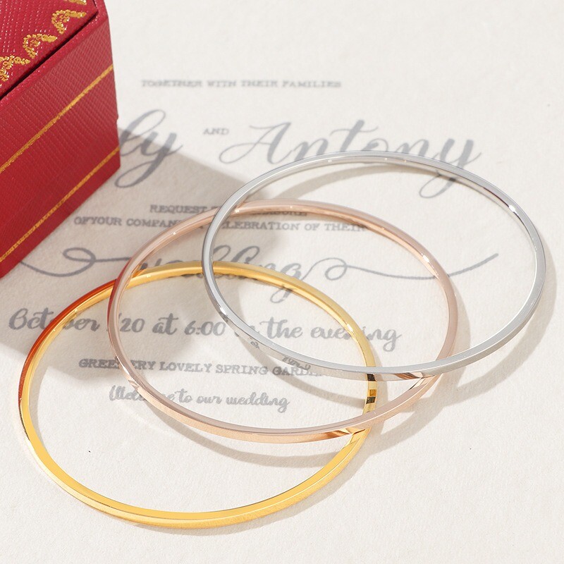 2 mm-es rozsdamentes acél vékony karkötő női egyszerű egymásra rakható kör ékszer rózsa arany ezüst szín 55/ 60/ 65 mm lapos felület