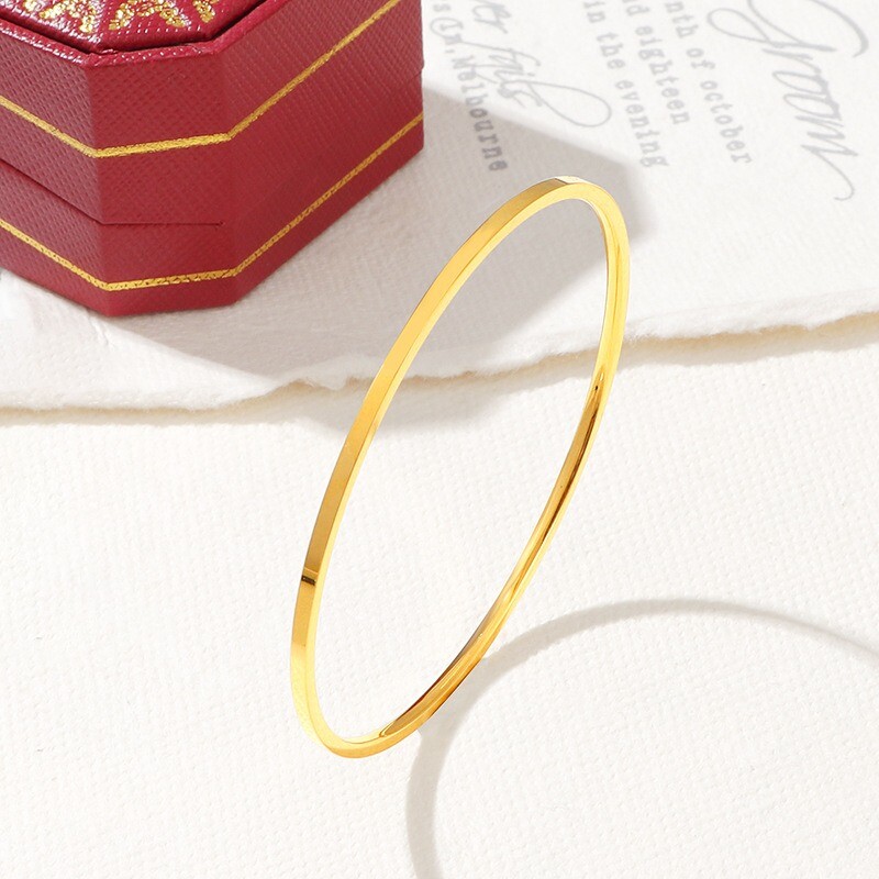 2 mm-es rozsdamentes acél vékony karkötő női egyszerű egymásra rakható kör ékszer rózsa arany ezüst szín 55/ 60/ 65 mm lapos felület