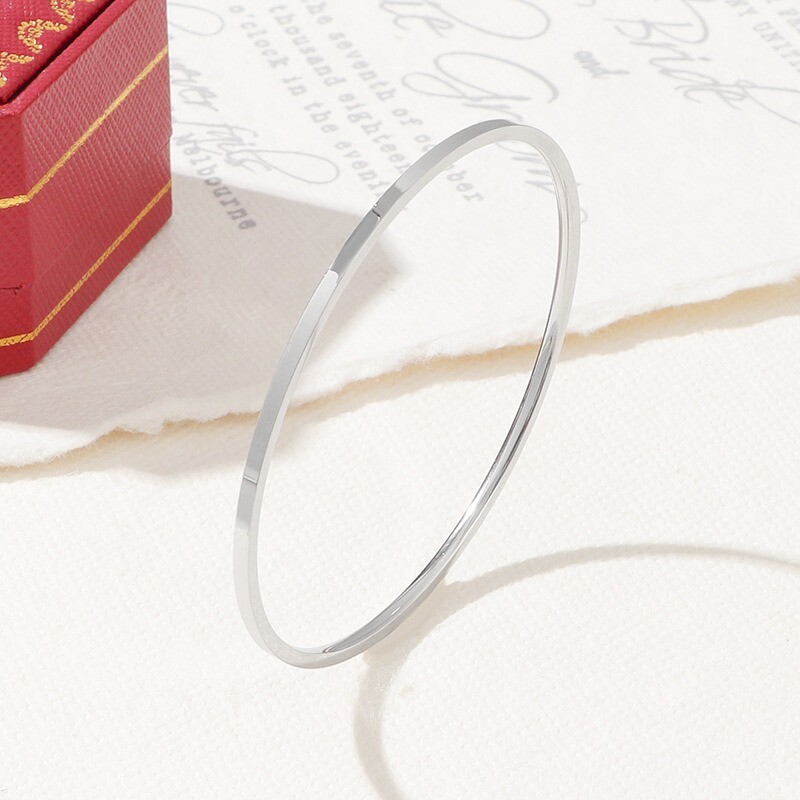 2 mm-es rozsdamentes acél vékony karkötő női egyszerű egymásra rakható kör ékszer rózsa arany ezüst szín 55/ 60/ 65 mm lapos felület