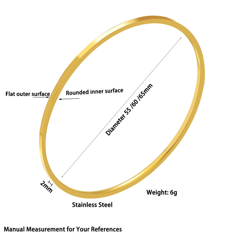 2 mm-es rozsdamentes acél vékony karkötő női egyszerű egymásra rakható kör ékszer rózsa arany ezüst szín 55/ 60/ 65 mm lapos felület