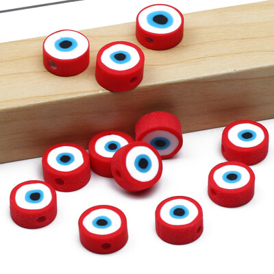 Didmeninė prekyba 9 mm 20/50/100 vnt raudono balto molio karoliukai plokšti apvalūs saldainių polimero molio tarpikliai papuošalams gaminti "pasidaryk pats" papuošalų karoliukai