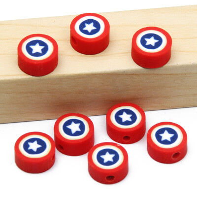 Didmeninė prekyba 9 mm 20/50/100 vnt raudono balto molio karoliukai plokšti apvalūs saldainių polimero molio tarpikliai papuošalams gaminti "pasidaryk pats" papuošalų karoliukai