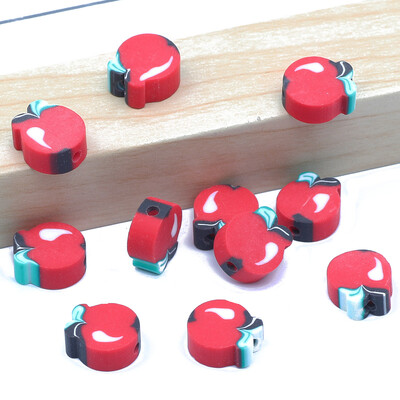 Didmeninė prekyba 9 mm 20/50/100 vnt raudono balto molio karoliukai plokšti apvalūs saldainių polimero molio tarpikliai papuošalams gaminti "pasidaryk pats" papuošalų karoliukai