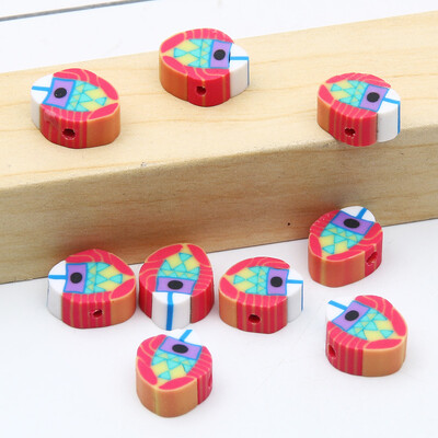 Didmeninė prekyba 9 mm 20/50/100 vnt raudono balto molio karoliukai plokšti apvalūs saldainių polimero molio tarpikliai papuošalams gaminti "pasidaryk pats" papuošalų karoliukai