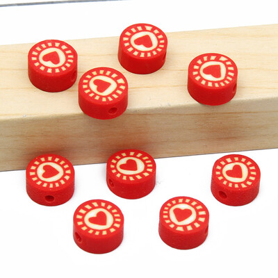 Didmeninė prekyba 9 mm 20/50/100 vnt raudono balto molio karoliukai plokšti apvalūs saldainių polimero molio tarpikliai papuošalams gaminti "pasidaryk pats" papuošalų karoliukai