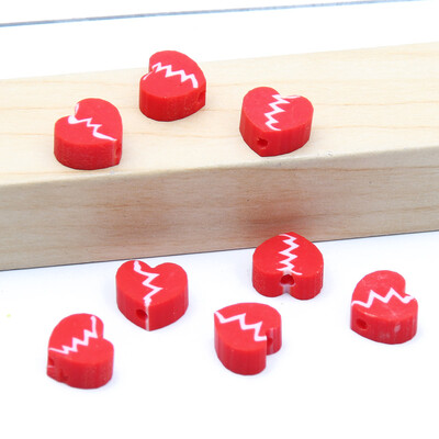 Didmeninė prekyba 9 mm 20/50/100 vnt raudono balto molio karoliukai plokšti apvalūs saldainių polimero molio tarpikliai papuošalams gaminti "pasidaryk pats" papuošalų karoliukai