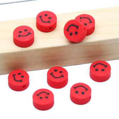 Didmeninė prekyba 9 mm 20/50/100 vnt raudono balto molio karoliukai plokšti apvalūs saldainių polimero molio tarpikliai papuošalams gaminti "pasidaryk pats" papuošalų karoliukai