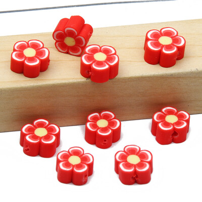 Didmeninė prekyba 9 mm 20/50/100 vnt raudono balto molio karoliukai plokšti apvalūs saldainių polimero molio tarpikliai papuošalams gaminti "pasidaryk pats" papuošalų karoliukai