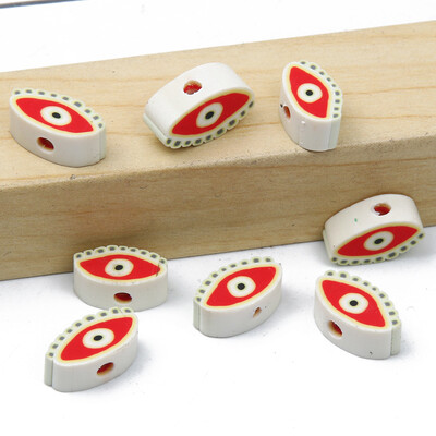 Didmeninė prekyba 9 mm 20/50/100 vnt raudono balto molio karoliukai plokšti apvalūs saldainių polimero molio tarpikliai papuošalams gaminti "pasidaryk pats" papuošalų karoliukai