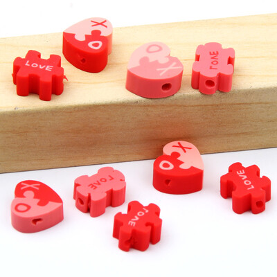 Didmeninė prekyba 9 mm 20/50/100 vnt raudono balto molio karoliukai plokšti apvalūs saldainių polimero molio tarpikliai papuošalams gaminti "pasidaryk pats" papuošalų karoliukai