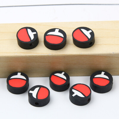 Didmeninė prekyba 9 mm 20/50/100 vnt raudono balto molio karoliukai plokšti apvalūs saldainių polimero molio tarpikliai papuošalams gaminti "pasidaryk pats" papuošalų karoliukai