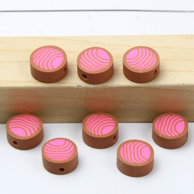 Didmeninė prekyba 9 mm 20/50/100 vnt raudono balto molio karoliukai plokšti apvalūs saldainių polimero molio tarpikliai papuošalams gaminti "pasidaryk pats" papuošalų karoliukai