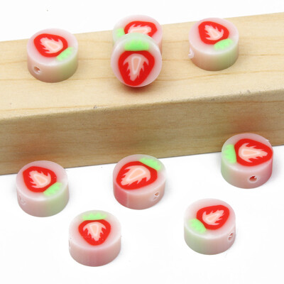 Didmeninė prekyba 9 mm 20/50/100 vnt raudono balto molio karoliukai plokšti apvalūs saldainių polimero molio tarpikliai papuošalams gaminti "pasidaryk pats" papuošalų karoliukai