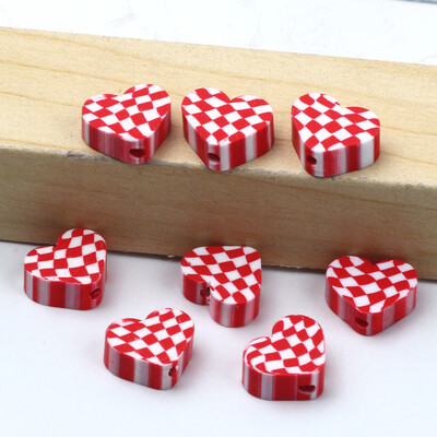 Didmeninė prekyba 9 mm 20/50/100 vnt raudono balto molio karoliukai plokšti apvalūs saldainių polimero molio tarpikliai papuošalams gaminti "pasidaryk pats" papuošalų karoliukai