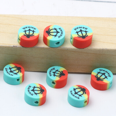 Didmeninė prekyba 9 mm 20/50/100 vnt raudono balto molio karoliukai plokšti apvalūs saldainių polimero molio tarpikliai papuošalams gaminti "pasidaryk pats" papuošalų karoliukai