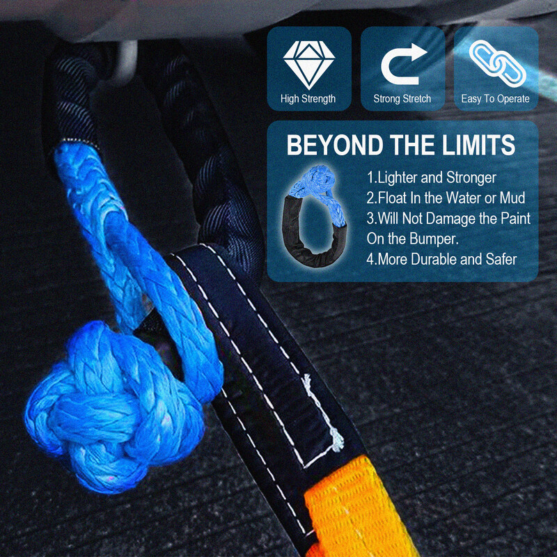 1 db 38000 lbs utánfutó húzó puha kengyeles szintetikus kötél terepjáró vontatószíj megszakító blokk ATV UTV autóhoz, elromlott