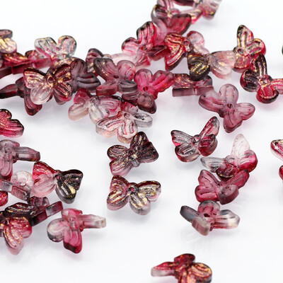 20-100db/tétel 10mm-es többszínű kis pillangó cseh üveggyöngyök kristály laza távtartó gyöngyök ékszerkészítéshez barkácsolás kiegészítők