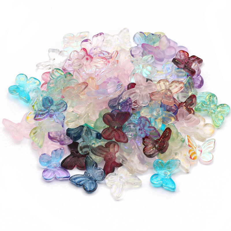 20-100db/tétel 10mm-es többszínű kis pillangó cseh üveggyöngyök kristály laza távtartó gyöngyök ékszerkészítéshez barkácsolás kiegészítők