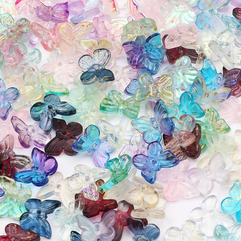 20-100db/tétel 10mm-es többszínű kis pillangó cseh üveggyöngyök kristály laza távtartó gyöngyök ékszerkészítéshez barkácsolás kiegészítők
