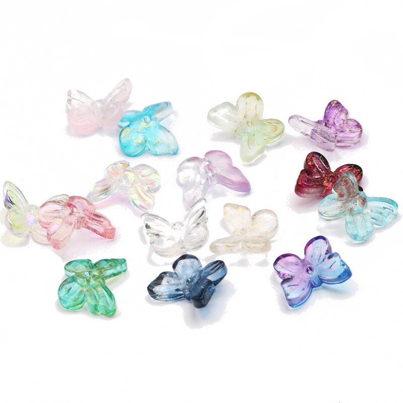 20-100db/tétel 10mm-es többszínű kis pillangó cseh üveggyöngyök kristály laza távtartó gyöngyök ékszerkészítéshez barkácsolás kiegészítők