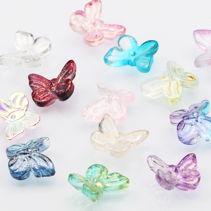 20-100db/tétel 10mm-es többszínű kis pillangó cseh üveggyöngyök kristály laza távtartó gyöngyök ékszerkészítéshez barkácsolás kiegészítők