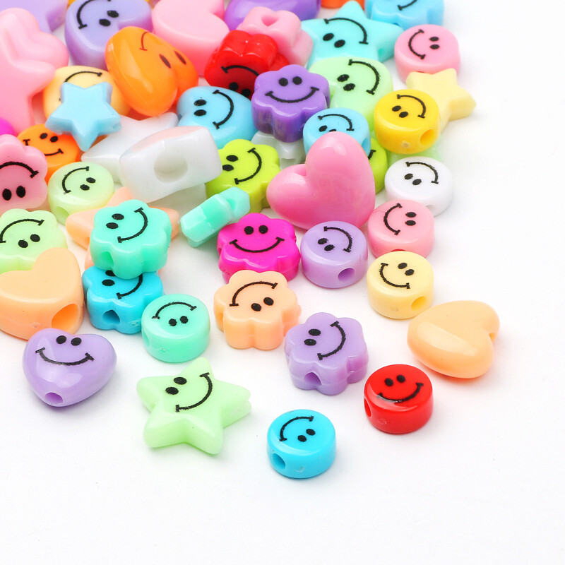 20/40/60/80 buc. Mărgele colorate din rășină, zâmbitoare, mărgele distanțatoare libere pentru realizarea de bijuterii, cercei, coliere, brățări, accesorii