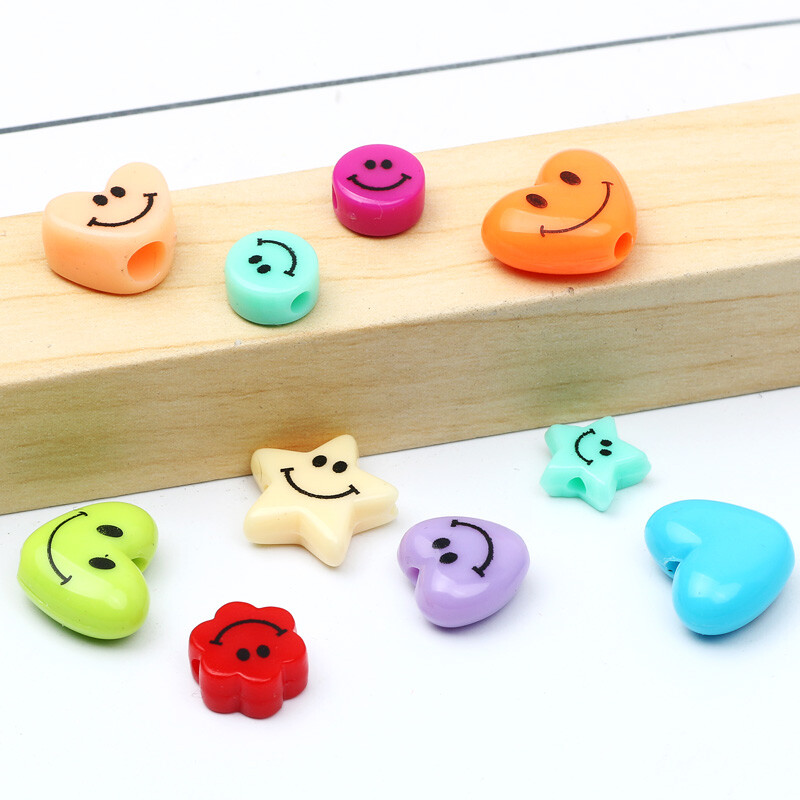 20/40/60/80 buc. Mărgele colorate din rășină, zâmbitoare, mărgele distanțatoare libere pentru realizarea de bijuterii, cercei, coliere, brățări, accesorii