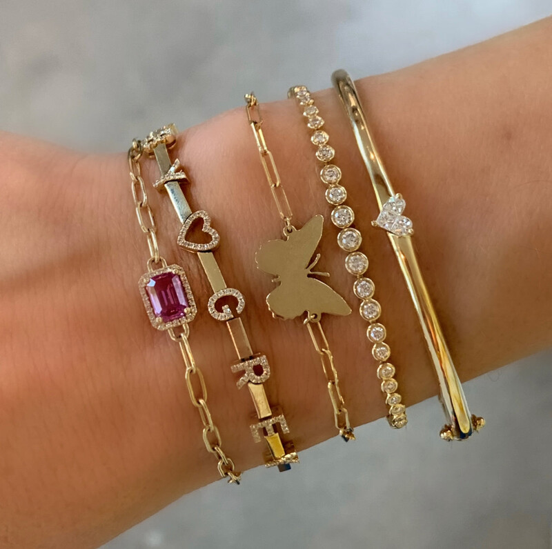 Promoție 7.5" interior 60mm trei pietre în formă de triunghi geometric de culoare aurie brățară femei