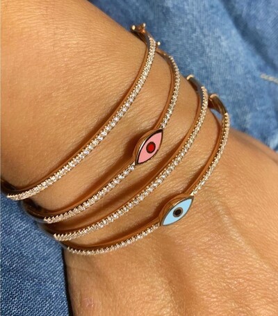 Rózsarany színű zománcozott Evil Eye karkötő karkötő nőknek Bohemia Boho Lucky Turkish Evil Eye ékszerek divat nagykereskedés