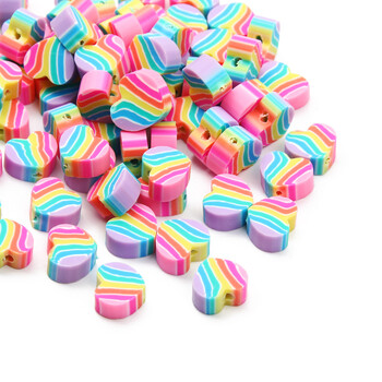 20/50/100 τμχ Cute Heart Beads Rainbow Polymer Clay Beads Clay Spacer Beads for Jewelry Making Diy βραχιόλια σκουλαρίκια αξεσουάρ