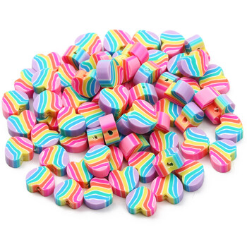 20/50/100 τμχ Cute Heart Beads Rainbow Polymer Clay Beads Clay Spacer Beads for Jewelry Making Diy βραχιόλια σκουλαρίκια αξεσουάρ