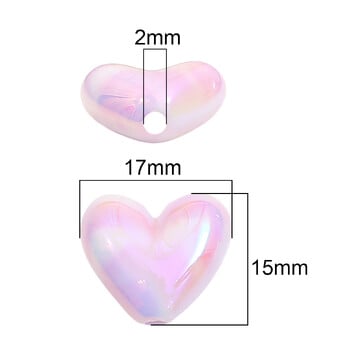 10 τμχ 15x17mm Πολύχρωμες χάντρες Love Heart Ακρυλικές Χαλαρές Χάντρες για Κοσμήματα Κατασκευή Diy Βραχιόλι Σκουλαρίκια κολιέ Αξεσουάρ