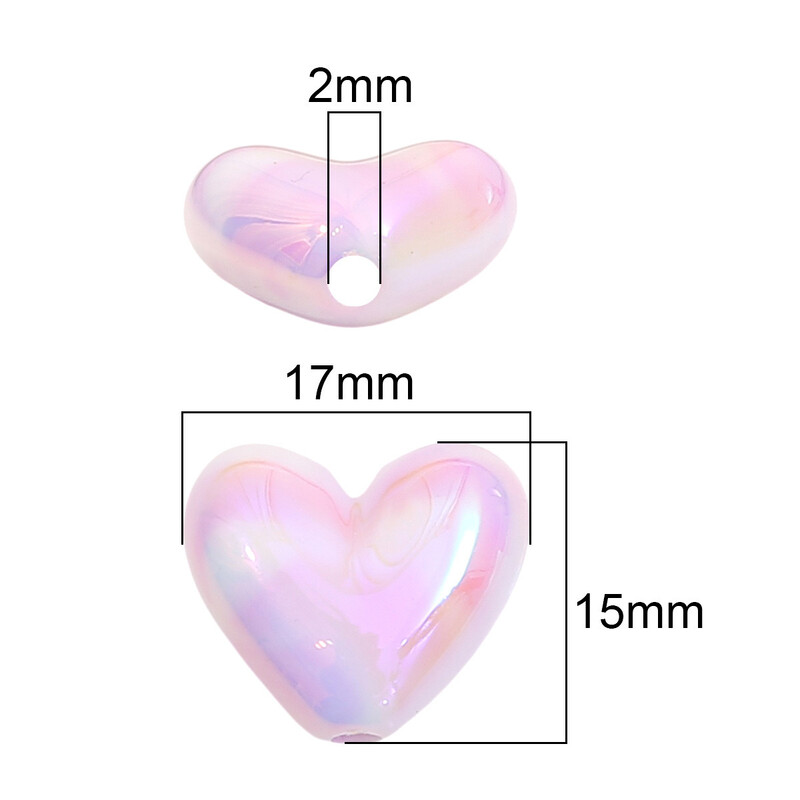 10db 15x17mm színes szerelmes szív gyöngyök akril laza távtartó gyöngyök ékszerkészítéshez barkácsolás karkötő nyaklánc fülbevaló kiegészítők