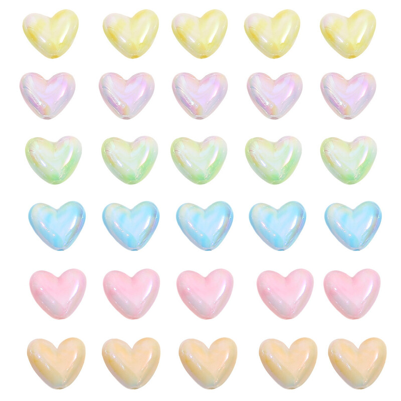 10db 15x17mm színes szerelmes szív gyöngyök akril laza távtartó gyöngyök ékszerkészítéshez barkácsolás karkötő nyaklánc fülbevaló kiegészítők
