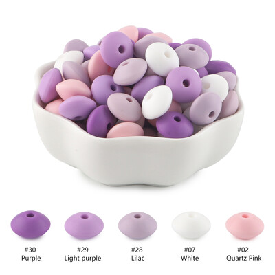 20 buc/lot 12mm margele de silicon de linte margele de distanțare libere de calitate alimentară DIY suzetă colier cu lanț de mărgele din silicon de abac