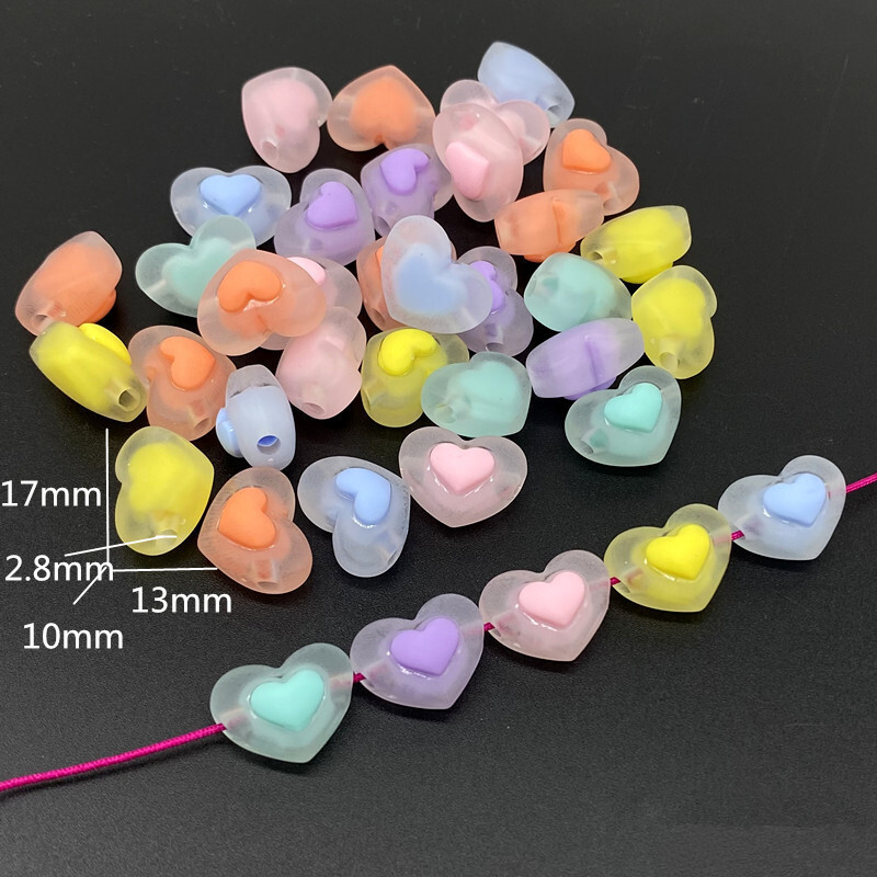 20 db Matt hatású Szív Akril Gyöngyök Csillag alakú Bájok Karkötő Nyaklánc Ékszerkészítéshez Barkács kiegészítők #ZZ04