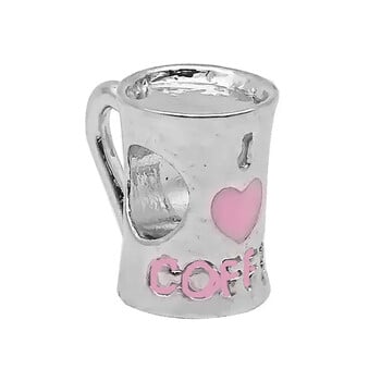 Νέο ασημί χρώμα Coffee Cup Cake Chili Cross Love Dolphin Dangle μενταγιόν Diy χάντρες Fit for Pandora Charms Βραχιόλια Γυναικείο δώρο