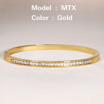 Brățară clasică cu design de culoare aurie, rezistentă la apă, din oțel inoxidabil, marcă de lux, brățări strălucitoare din zircon pentru femei, cadou, bijuterii