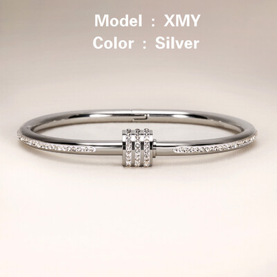 Brățară clasică cu design de culoare aurie, rezistentă la apă, din oțel inoxidabil, marcă de lux, brățări strălucitoare din zircon pentru femei, cadou, bijuterii