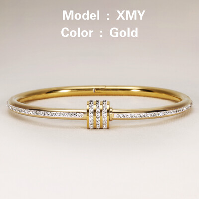 Brățară clasică cu design de culoare aurie, rezistentă la apă, din oțel inoxidabil, marcă de lux, brățări strălucitoare din zircon pentru femei, cadou, bijuterii