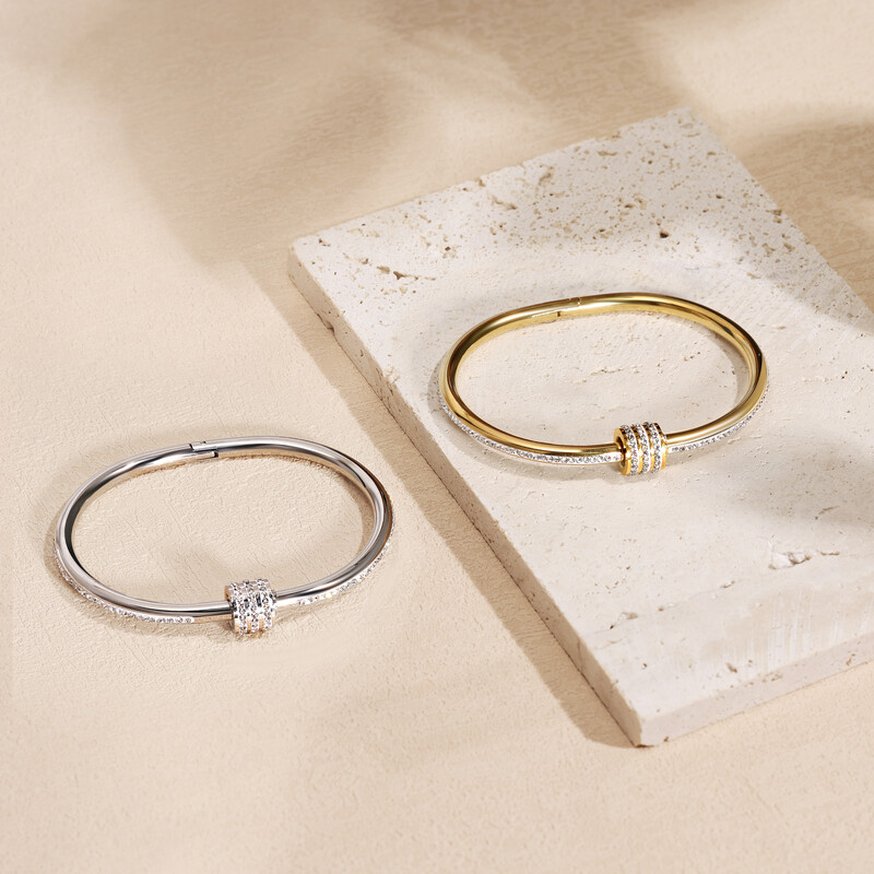 Brățară clasică cu design de culoare aurie, rezistentă la apă, din oțel inoxidabil, marcă de lux, brățări strălucitoare din zircon pentru femei, cadou, bijuterii