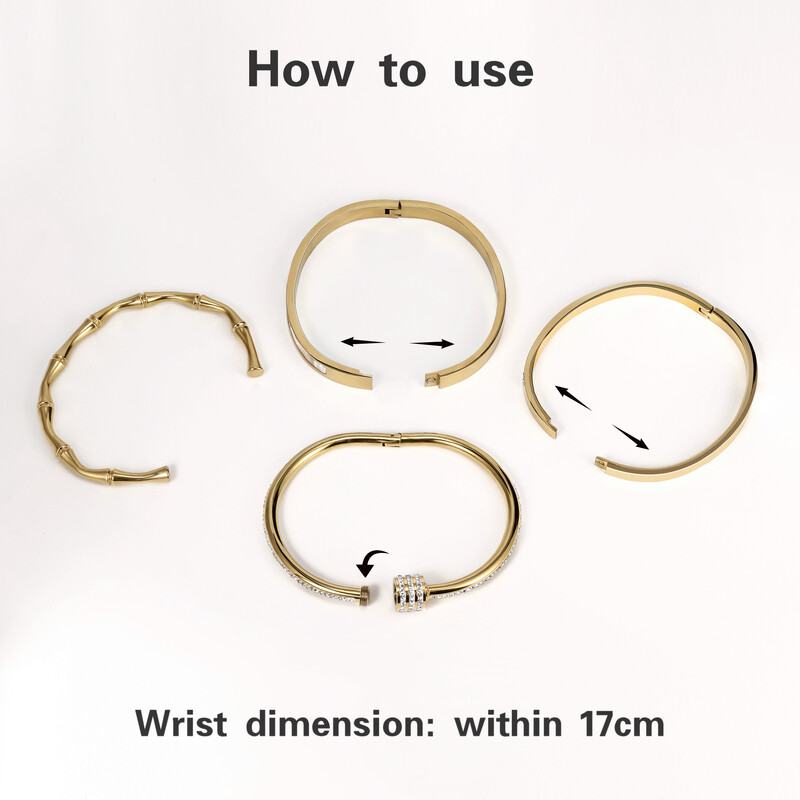 Brățară clasică cu design de culoare aurie, rezistentă la apă, din oțel inoxidabil, marcă de lux, brățări strălucitoare din zircon pentru femei, cadou, bijuterii