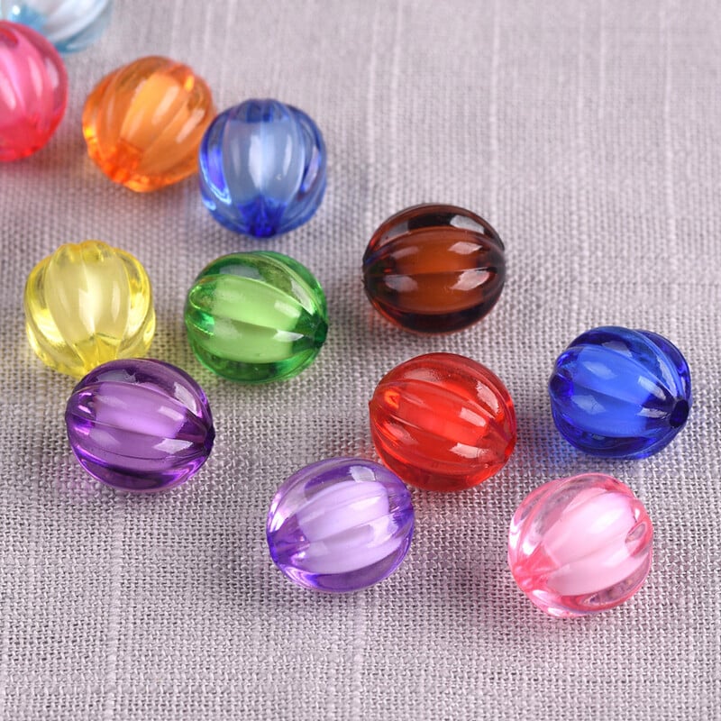 50 ks okrúhlych 8 mm 10 mm 12 mm tekvicových farebných akrylových plastových voľných korálok, veľa remeselných komponentov na výrobu šperkov.