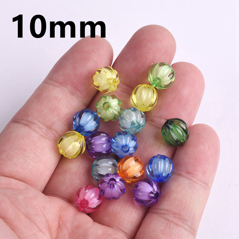 50 ks okrúhlych 8 mm 10 mm 12 mm tekvicových farebných akrylových plastových voľných korálok, veľa remeselných komponentov na výrobu šperkov.